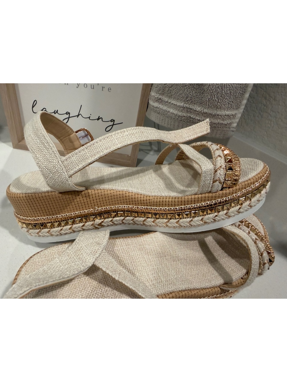 Beige Platform Espadrille Sandals
